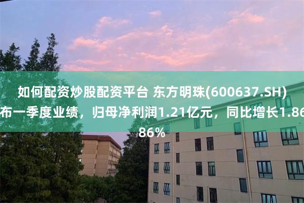 如何配资炒股配资平台 东方明珠(600637.SH)发布一季度业绩，归母净利润1.21亿元，同比增长1.86%